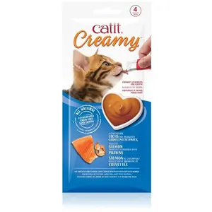 Comparateur de prix : Catit Creamy Lot de 4 friandises à laper pour chat, au saumon avec arôme de crevette