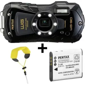 Pentax WG-90 kit avec batterie D-Li92 et dragonne - Noir pas cher