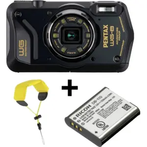 Pentax WG-8 kit avec batterie DB110 et dragonne - Noir pas cher