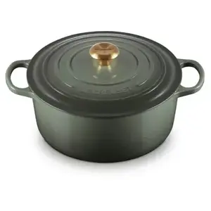 Cocotte LE CREUSET 28CM THYM BOUTON DORÉ pas cher