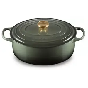 Comparateur de prix : Cocotte LE CREUSET 31CM THYM BOUTON DORÉ