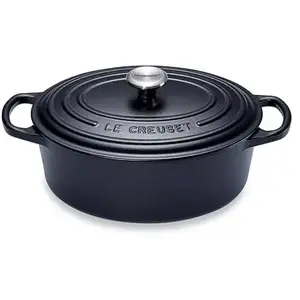 Comparateur de prix : Le Creuset Signature - Casserole avec couverture - 29 cm - 4.7 L - ovale - noir mat