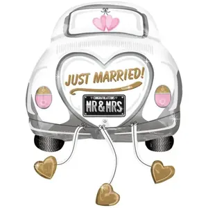 Comparateur de prix : Anagram Ballon Aluminium Voiture 58x79 cm : Just Married - Blanc, Rose, Argent