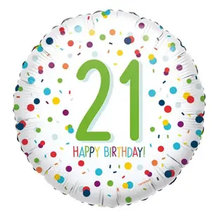 Comparateur de prix : Amscan Ballon Aluminium Rond 43 cm : Happy Birthday 21 ans - Confettis