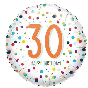 Comparateur de prix : Amscan Ballon Aluminium Rond 43 cm : Happy Birthday 30 ans - Confettis