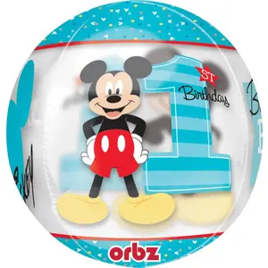 Comparateur de prix : RueDeLaFete Ballon en aluminium rond 40 cm : 1er Anniversaire Mickey™