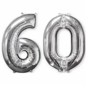 Comparateur de prix : RueDeLaFete Ballon Aluminium 66 cm : 60 ans - Argent