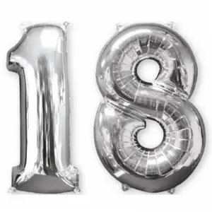 Comparateur de prix : Ballon chiffre 18 - AMSCAN - Argenté - Hauteur 66cm