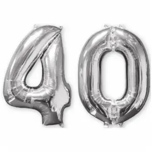 Comparateur de prix : Amscan Lot de 2 ballons aluminium chiffre 40 argent 66 cm Taille Unique