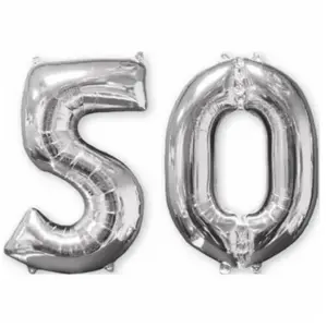 Comparateur de prix : Amscan Lot de 2 ballons aluminium 66 cm chiffre argent 50 Taille Unique