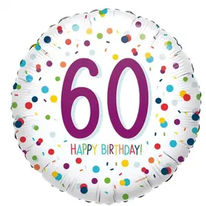 Comparateur de prix : Amscan Ballon Aluminium Rond 43 cm : Happy Birthday 60 ans - Confettis