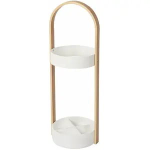 Umbra - Porte parapluies bois et métal Hub Blanc/Naturel pas cher