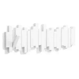 Comparateur de prix : Umbra Sticks Portemanteau mural 5 crochets rabattables, Blanc, 48 x 18 x 3 cm