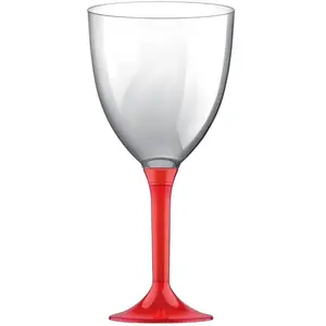 Comparateur de prix : 20 Grands verres à Eau, pied translucide Rouge