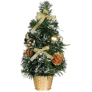 Petit sapin de Noël artificiel enneigé 43183 avec décos OR, 40 cm