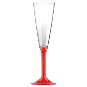Comparateur de prix : 20 Flûtes maxi avec pieds - Rouge Transparent KIT VERRES 3- ROUGE TR