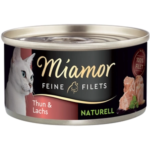 6x80g Filets Fins Naturels thon, saumon Miamor - Pâtée pour chat pas cher