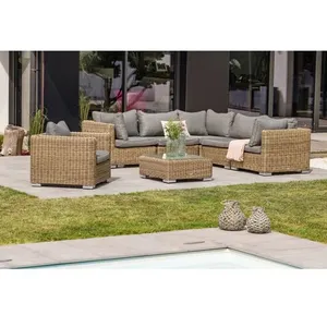 PARIS GARDEN Salon bas de jardin modulable - 6 places - Résine tressée - miel - MONTMARTRE Vendu parauchan