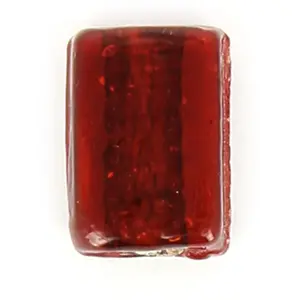 Topaze Perle plate rectangulaire en verre - Rouge - 11 x 15 mm