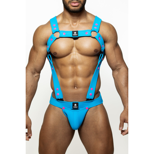 Ensemble Harnais + Jockstrap ARMY BLUST Bleu-Rose S/M pas cher