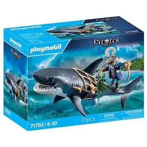 Set PLAYMOBIL Pirate et Requin Géant avec Mâchoire Articulée - Aventur... pas cher
