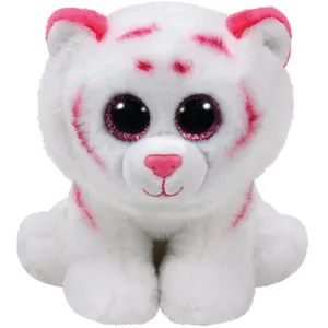 Peluche Tabor le Tigre Beanies Ty Medium Rose et Blanche 33 cm pas cher