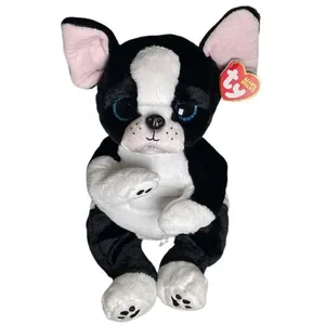 TY Animal en peluche Beanie Bellies Medium Tink Le Chien 30 cm Blanc et Noir pas cher