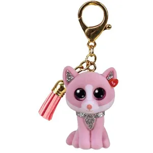 Animal en peluche TY Mini Boo's Clip Fiona Le Chat Rose 10 cm