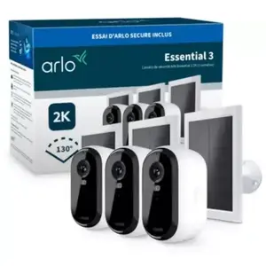 Comparateur de prix : Caméra de surveillance ARLO 3 caméras ext Essential3 2K+ pan. sol