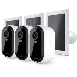 Comparateur de prix : Caméra de surveillance ARLO 3 caméras Essential 2K+3 Panneaux sol. TU