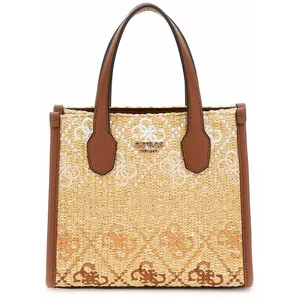 GUESS Femme Silvana 2 Compartment Mini Tote Fourre-Tout, Logo Cognac, Taille Unique pas cher