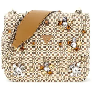 Sac bandoulière Guess Beauvoir Femme Beige pas cher