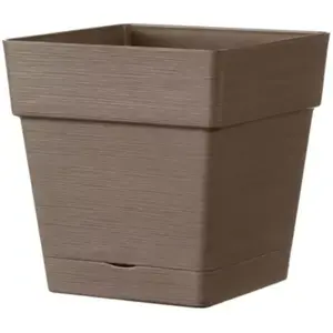 Pot carré à réserve d'eau plastique Deroma Save R camel 17 x 17 x h.17... pas cher