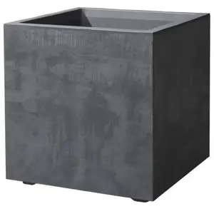 DEROMA Pot de fleur Cube - Millennium R - Anthracite - A réserve d'eau- 39 cm pas cher