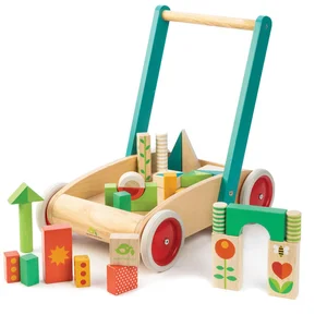 Comparateur de prix : Tender Leaf Toys Chariot De Marche Avec Blocs Colorés