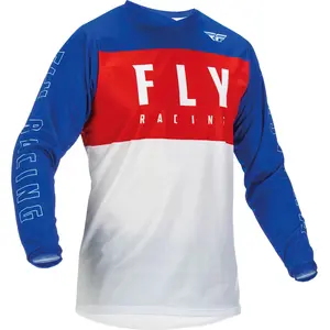 Fly Racing F-16 Maillot de motocross, blanc-rouge-bleu, taille L pour Hommes