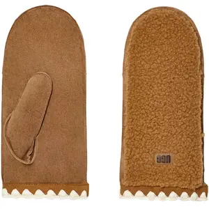 Ugg - Moufles en cuir et en polaire - W Uggfluff Scalloped Mitten Ches... pas cher