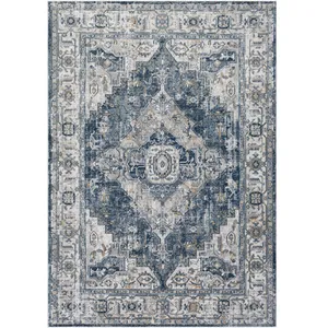 SURYA Tapis Vintage Oriental Bleu/Gris/Ivoire 160x220 pas cher