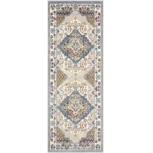 Surya Tapis de Couloir Vintage Oriental Multicolore/Gris 80x220 pas cher