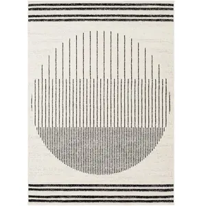 Surya LIVABLISS Tapis de Salon à Poils Courts Doux Scandinave Moderne ENSO 200x275cm Blanc/Noir pas cher