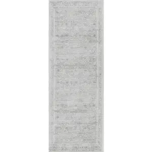 Surya - Tapis de Couloir Vintage Oriental Ivoire/Gris 80x220 cm pas cher