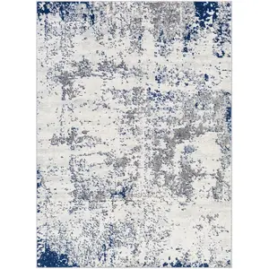 Surya Tapis Abstrait Moderne Gris/Blanc/Bleu 160x220 pas cher