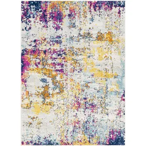 Tapis de Salon à Poils Courts et Doux Abstrait Moderne Multicolore 160 x 220 cm - Surya pas cher