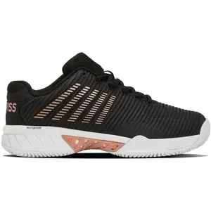 K-Swiss Femme Hypercourt Express 2 Chaussures de Sport, Noir, Blanc, Or Rose, 37 EU