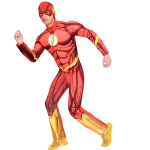 amscan-9906107 The Flash Costume d'halloween pour Homme   Taille L, 9906107, Red, Large: 42-46"