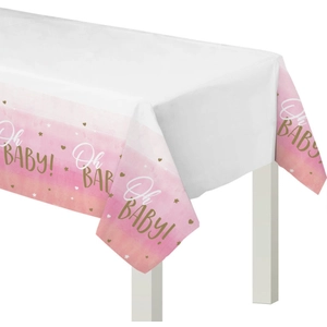 Amscan Nappe en plastique - Oh Baby - Rose - 137 x 259 cm - Idéale pour une baby shower