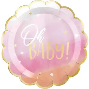 Amscan Assiette en papier Oh Baby Girl (Lot de 8) pas cher