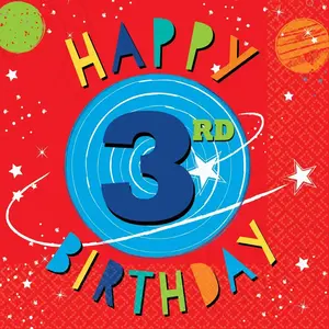 Comparateur de prix : Amscan Serviettes blast off birthday : 3 ans x16
