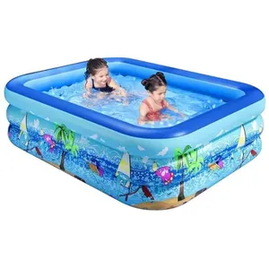 JARBO Piscines Gonflables, Piscine Rectangulaire Enfants,Matériau PVC,3 couches de valve de gonflage indépendante 147x105x50 cmVendu parcdiscount