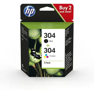Comparateur de prix : HP Pack de 2 cartouches authentiques d'encre noire/trois couleurs 304